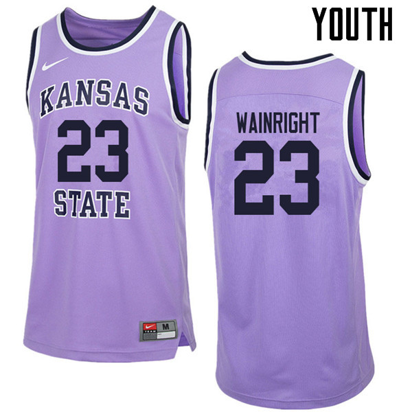 Youth #23 Amaad Wainright Kansas State Wildcats College Retro Basketball Jerseys Sale-Purple - Click Image to Close